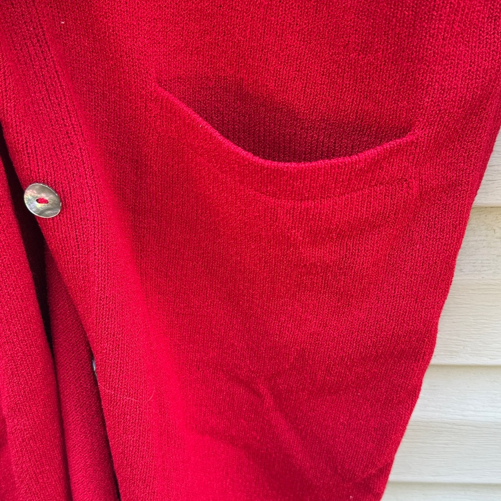 Helen Hsu | Vintage Red Long Duster Cardigan Sweater size Small - Picture 3 of 5